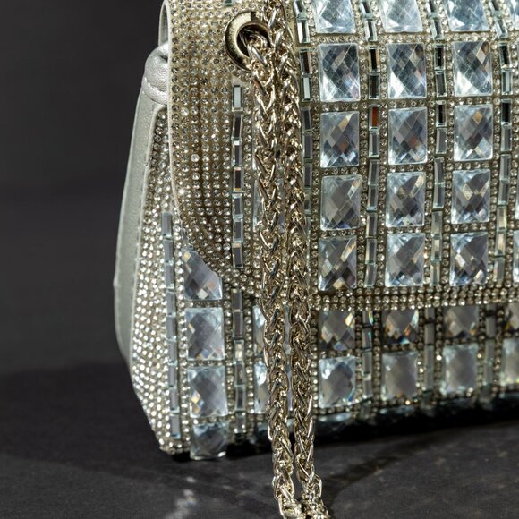 Verano Hill Ayesha Gold Rhinestone Clutch Bag - Silver - Picture 2 of 5